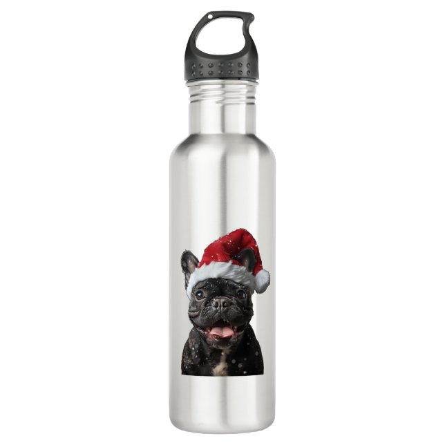 Botella De Agua Navidades de Bulldog de Francia (Anverso)
