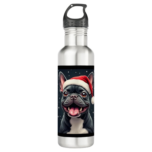 Botella De Agua Navidades de Bulldog franceses lanzan camiseta (Anverso)