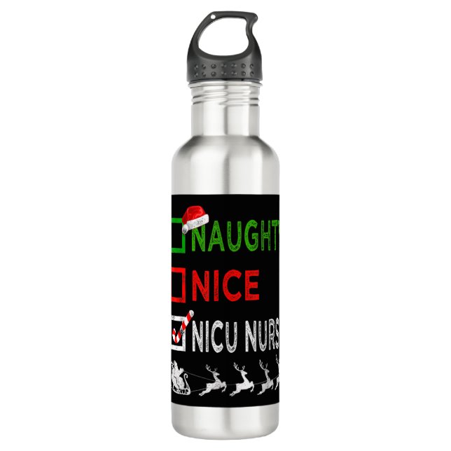 Botella De Agua Navidades de enfermería de Nicu Naughty Pajamas Fu (Anverso)