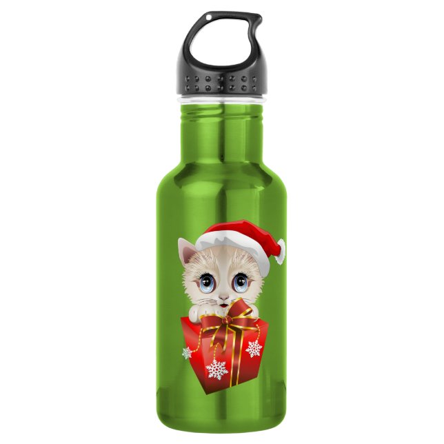 Botella De Agua Navidades de Kitten Santa con (Anverso)