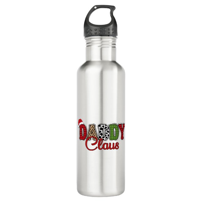Botella De Agua Navidades de Mama Claus Plaid Text Design-50095 (Anverso)