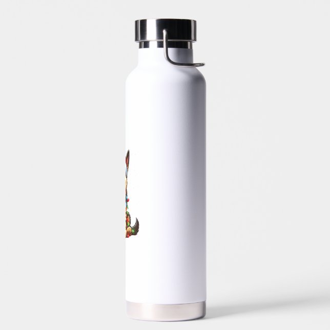 Botella De Agua Navidades de pastores alemanes iluminan Santa Hat  (Izquierdo)