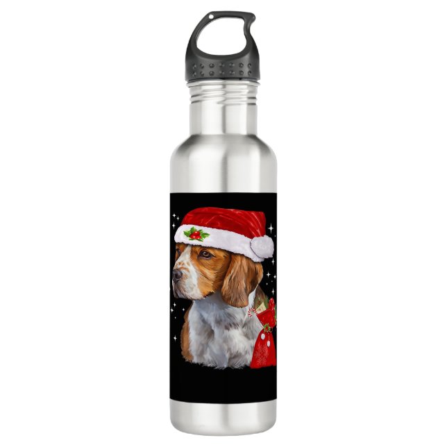 Botella De Agua Navidades De Perro Beagle En Navidades Familiares  (Anverso)