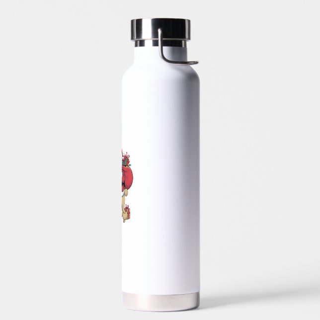 Botella De Agua Navidades de perro caniche de Santa Riding (Izquierdo)
