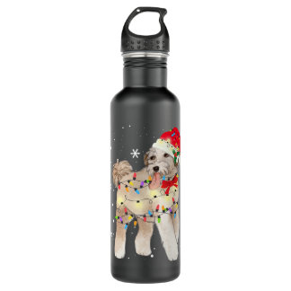 Botella De Agua Navidades de perro de Aussiedoodle encienden regal