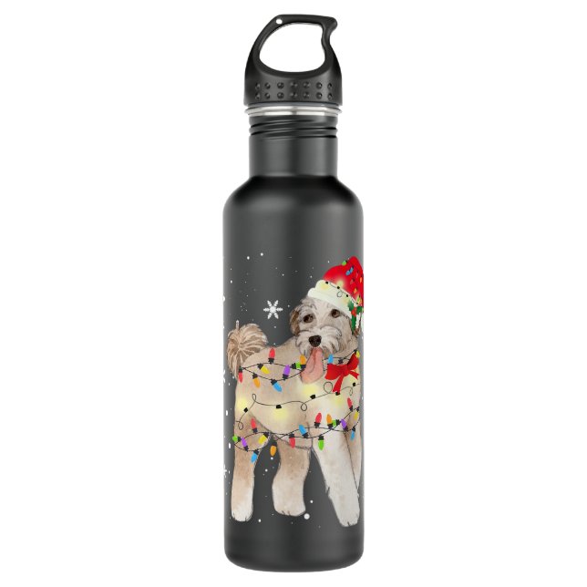 Botella De Agua Navidades de perro de Aussiedoodle encienden regal (Anverso)