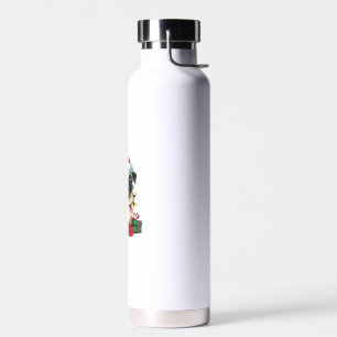 Botella De Agua Navidades de perros de Santa Hat Pug Lughting