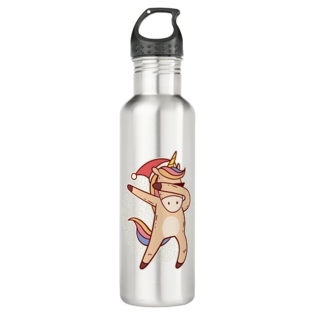 Botella De Agua navidades de unicornio (Anverso)