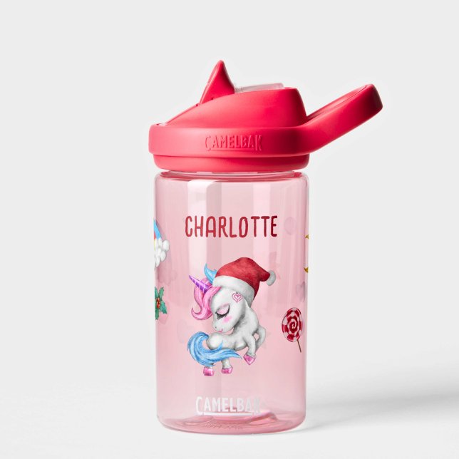 Botella De Agua Navidades de unicornio mágicos chicas personalizad (Subido por el creador)