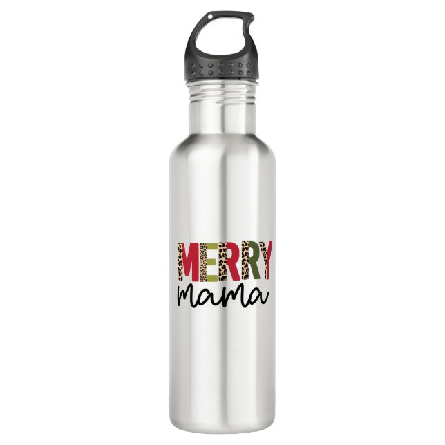 Botella De Agua Navidades de vacaciones "Merry Mama" de moda (Anverso)