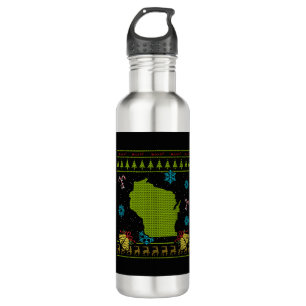 Botella De Agua Navidades de Wisconsin Ugly Shirt
