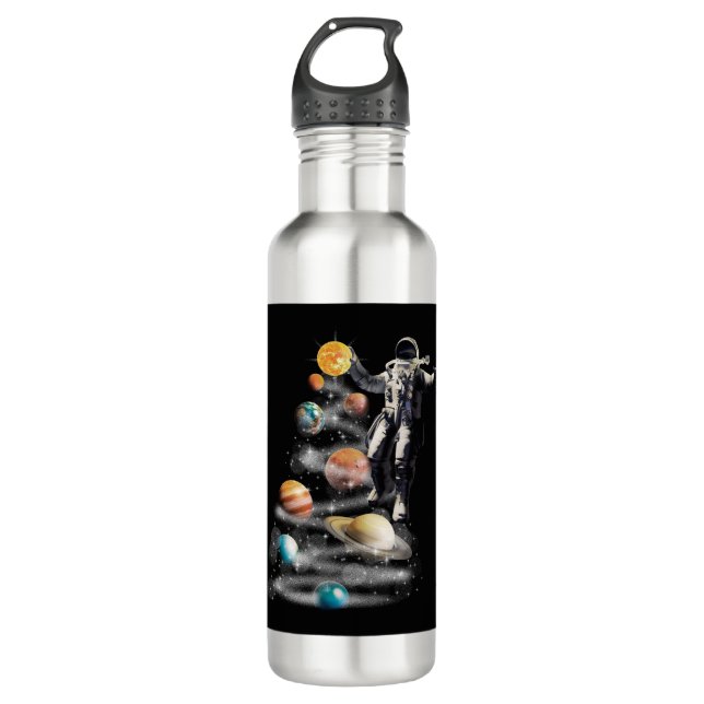 Botella De Agua Navidades del Astronauta del Sistema Solar Espacia (Anverso)