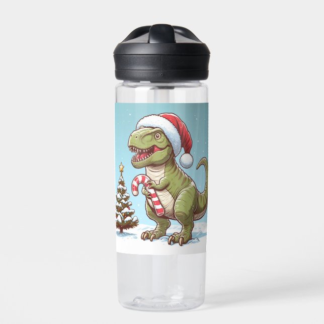 Botella De Agua Navidades dulces de caña de caramelo dinosaurio (Delante)
