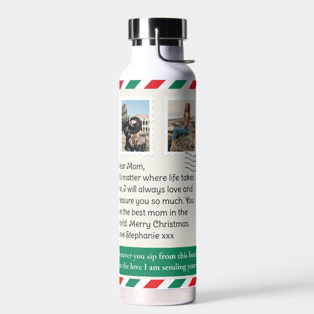 Botella De Agua Navidades envían amor y abrazos personalizados (Izquierdo)