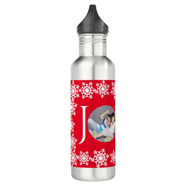 Botella De Agua Navidades familiares "JOY" Fotos de Snowflake Blan (Izquierda)