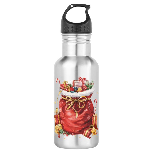 Botella De Agua Navidades festivos obsequios con regalos (Anverso)