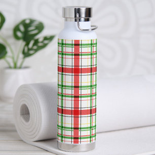 Botella De Agua Navidades Flannel Plaid Tartan Design - Blanco