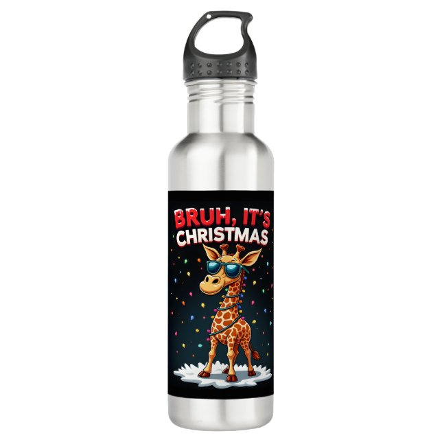Botella De Agua Navidades Giraffe Dabbing Long Sle (Anverso)