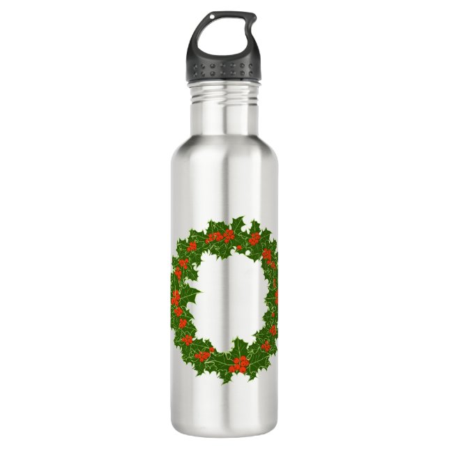 Botella De Agua Navidades Holly Wreath (Anverso)