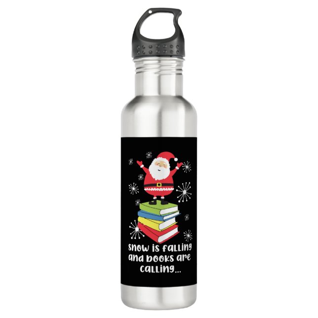 Botella De Agua Navidades Libros de Nieve llaman literatura (Anverso)