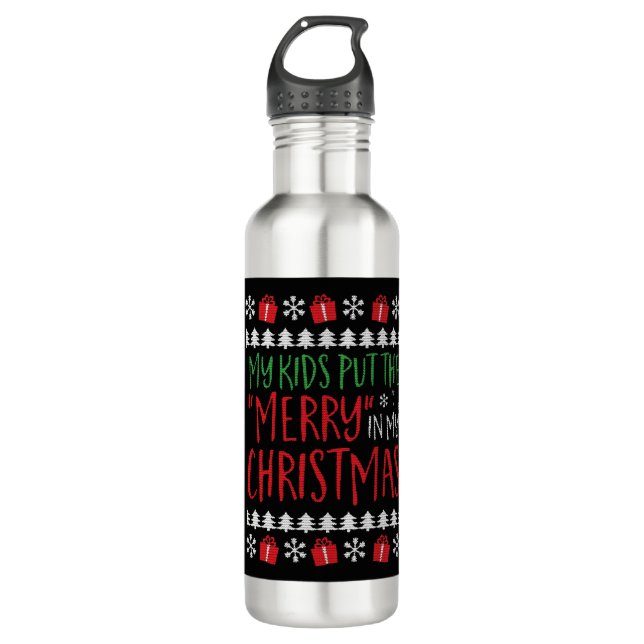 Botella De Agua Navidades - Mis hijos se alegran de mi christma (Anverso)