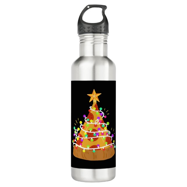 Botella De Agua Navidades Navidades Pizza Luces (Anverso)