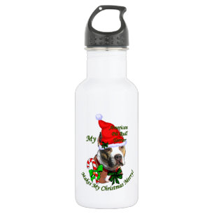 Botella De Agua Navidades norteamericanos de Pit Bull Terrier