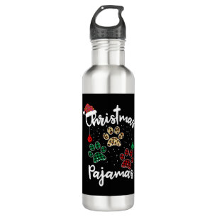 Botella De Agua Navidades Pajama Perro Paw Buffalo Paid Leopard