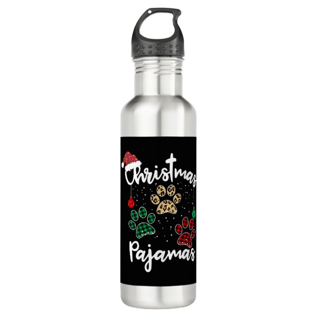 Botella De Agua Navidades Pajama Perro Paw Buffalo Paid Leopard (Anverso)