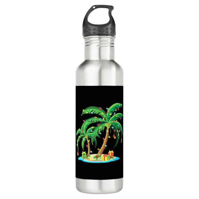 Botella De Agua Navidades Palm Tree Tropical Xmas Gift Coconut (Anverso)