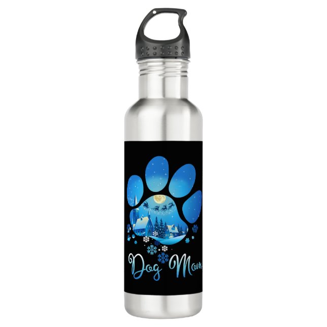 Botella De Agua Navidades Paw Dog Mom (Anverso)