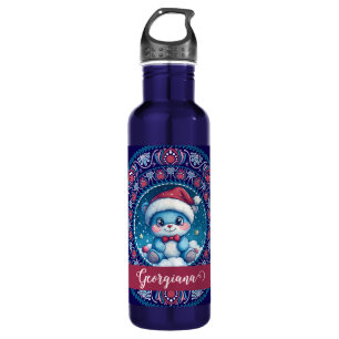 Botella De Agua Navidades personalizados Kawaii Bear Dot Mandala