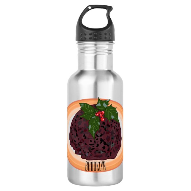 Botella De Agua Navidades pudding personalizado ilustracion (Anverso)