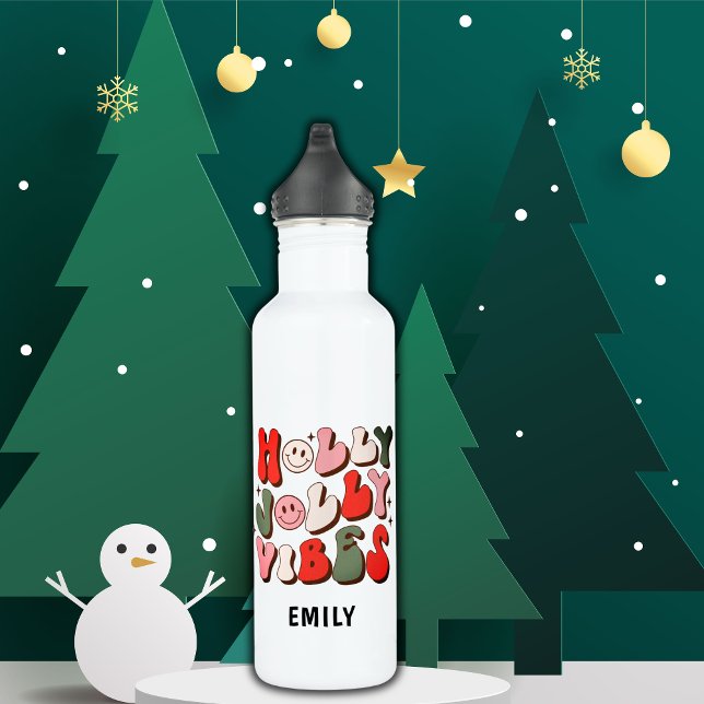 Botella De Agua Navidades Retro Holly Jolly Vibes Festividades de  (Subido por el creador)