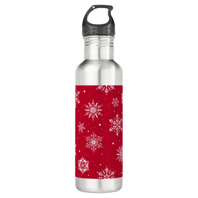 Botella De Agua Navidades rojos de copas de nieve (Anverso)