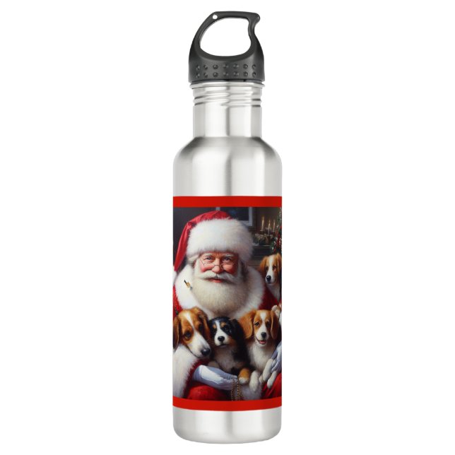 Botella De Agua Navidades Santa Claus con perros 2 (Anverso)
