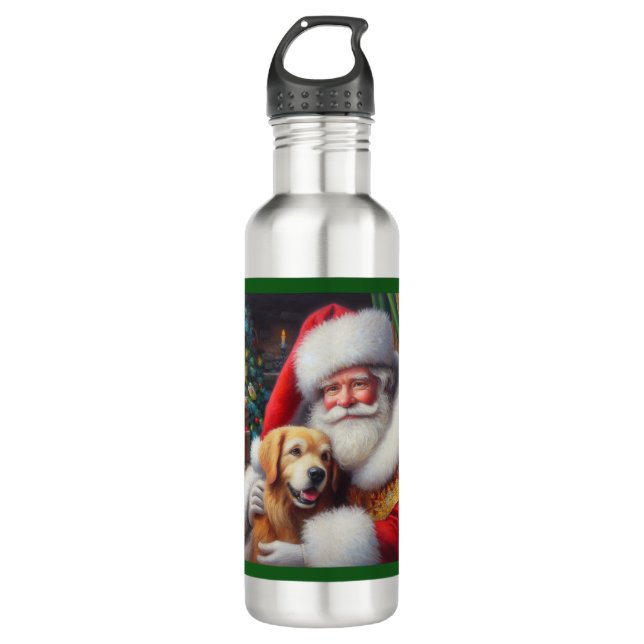 Botella De Agua Navidades Santa Claus con perros 3 (Anverso)
