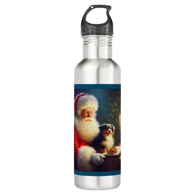Botella De Agua Navidades Santa Claus con perros 5 (Anverso)