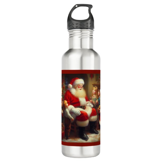 Botella De Agua Navidades Santa con niños 3 (Anverso)