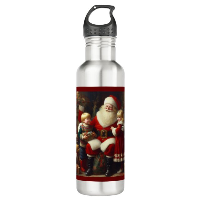 Botella De Agua Navidades Santa con niños 6 (Anverso)