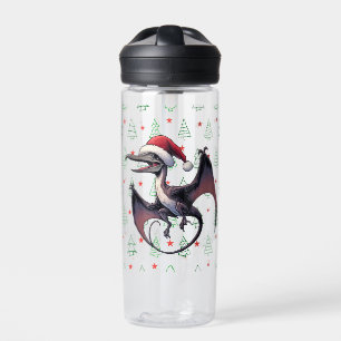 Botella De Agua Navidades Santa hat pterodáctilo