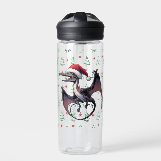 Botella De Agua Navidades Santa hat pterodáctilo (Delante)