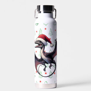 Botella De Agua Navidades Santa hat pterodáctilo