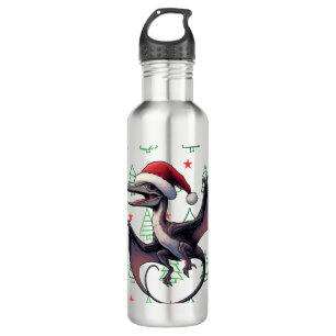 Botella De Agua Navidades Santa hat pterodáctilo