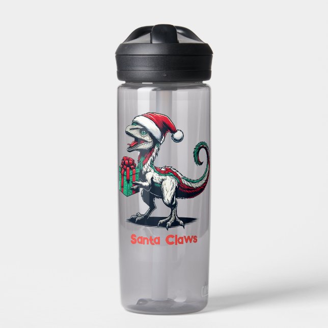 Botella De Agua Navidades Santa hat raptor (Delante)