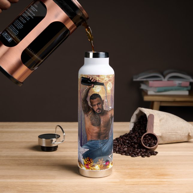 Botella De Agua Navidades SlipperyJoe estrellas doradas luces moja (Café)