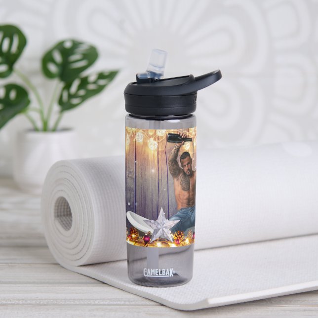 Botella De Agua Navidades SlipperyJoe estrellas doradas luces moja (Yoga)