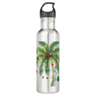 Botella De Agua Navidades tropicales Palm Tree con Luces y Ornam