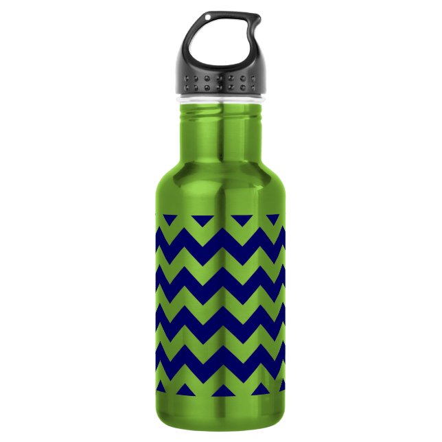 Botella De Agua Navy y Apple Green Zigzag (Anverso)