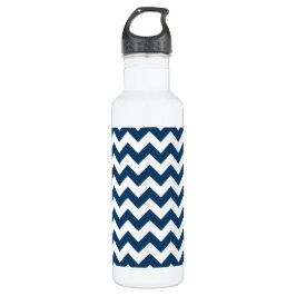 Botella De Agua Navy Zigzag, Navy Chevron, patrón geométrico